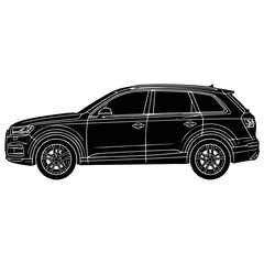 Fototapeta premium Vector SUV car, black, outline, illustration, automotive design, vehicle silhouette