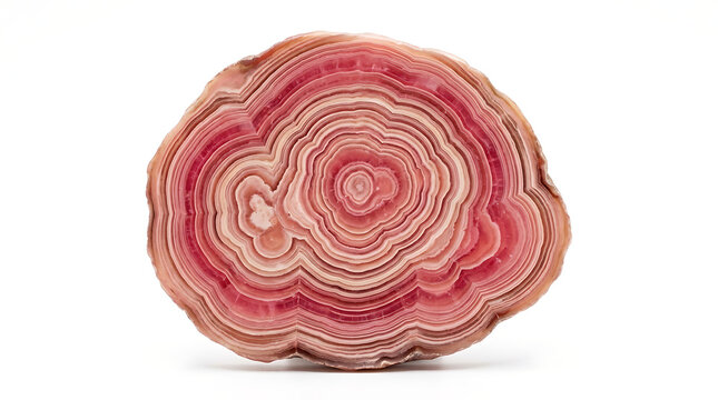 Beautiful Rhodonite Slice with Concentric Rings Showing Natural Pink and White Layers