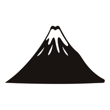 Simple monochrome illustration of a mountain peak capped with snow and ice