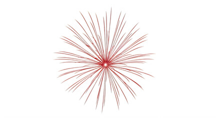 Obraz premium Red fireworks explosion with long thin lines radiating outward in all directions celebration transparent background