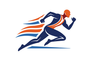 Obraz premium sports runner logo vector on white background