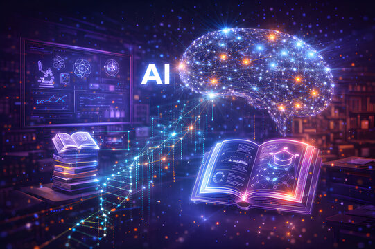 AI Powered Education &ndash; Digital Learning, Knowledge and Future Classroom Concept
