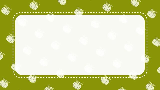 Halloween Pumpkin Pattern Background with White Copy Space and Dotted Rounded Frame Animation