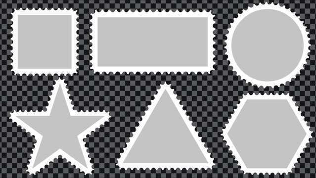 Vintage Postage Stamp Frames Collection with Various Shapes Vector Set
