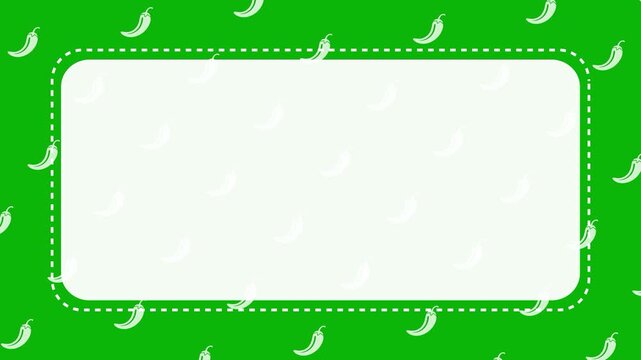 Seamless Animated Green Chili Pepper Pattern Background with White Text Box with copy space