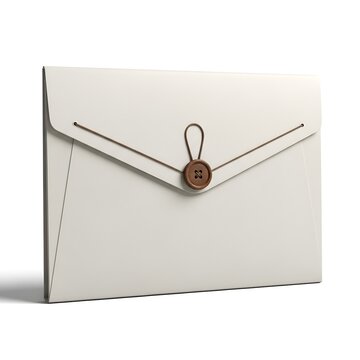 Elegant cream envelope with wax seal and string closure studio shot