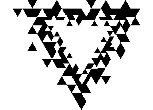 Triangular frame. striped pattern of small black triangles on a white background. Design element for advertising, covers, websites, videos. Abstract logo. Vector background. Puzzle. Frame. Basis for t