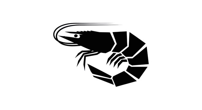 Black Shrimp Crustacean Side View.