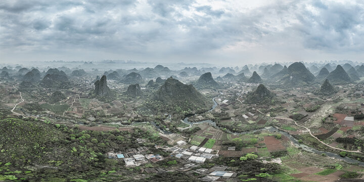 morning misty landscape of Libo County, Guizhou, China