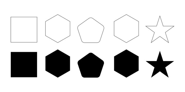quadrangle, pentagon, hexagon, octagon icon. vector geometry pentagonal, hexagonal, octagonal polygon. five, six, eight sided polygon lines, vector