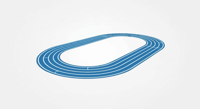 Blue running track with white lines on a white background