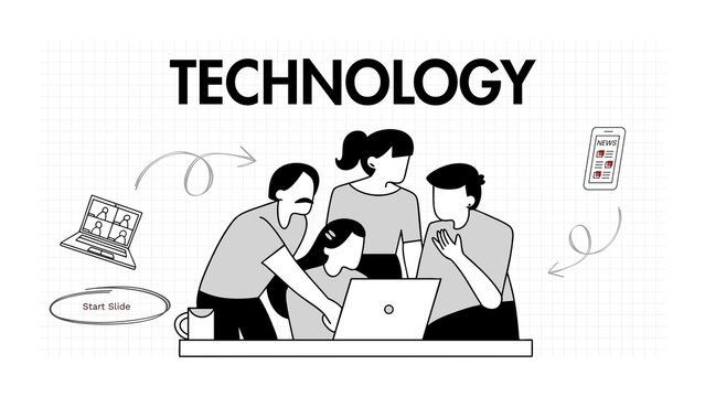Grey Vector Illustration Technology Presentation 