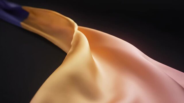 Elegant Purple and Orange Silk Fabric Flowing Gracefully.