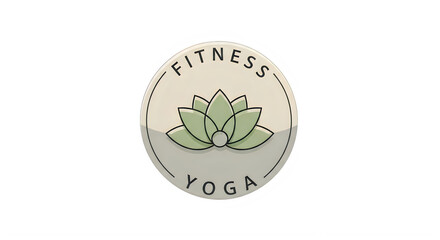 Obraz premium Fitness yoga logo with green lotus flower and circle design transparent background