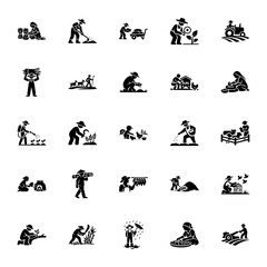 Obraz premium Agricultural Work and Farming Life icons