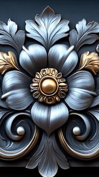 Close-up shot of an ornate design on a wall, ideal for use in home decor or interior design illustrations. vertical frame