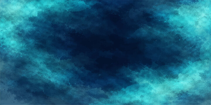 A dark blue abstract background featuring a storm of swirling clouds and lightning with a motion texture reminiscent of deep sea waves and celestial space