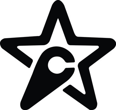 Abstract Letter C Star Logo Silhouette