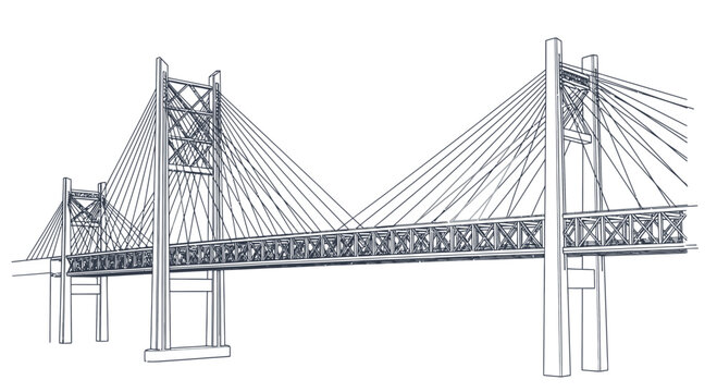Modern Cable Stayed Bridge Structure Illustration