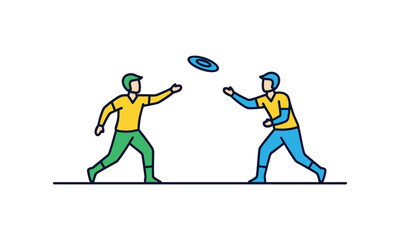 Fototapeta premium Two players engaged in a dynamic game of frisbee outdoors