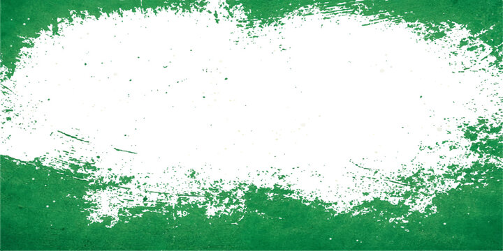 Green grunge watercolor background with a nature grass frame featuring artistic ink splashes and a dirty paint splatter pattern vector illustration