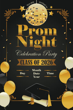 Prom Night Event Poster Template Vector Illustration