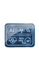 Fototapeta premium Medical monitoring interface displaying vital signs of AI heart rate blood pressure and oxygen saturation in a futuristic design