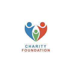 Fototapeta premium Charity foundation logo with three people figures forming heart shape in color.