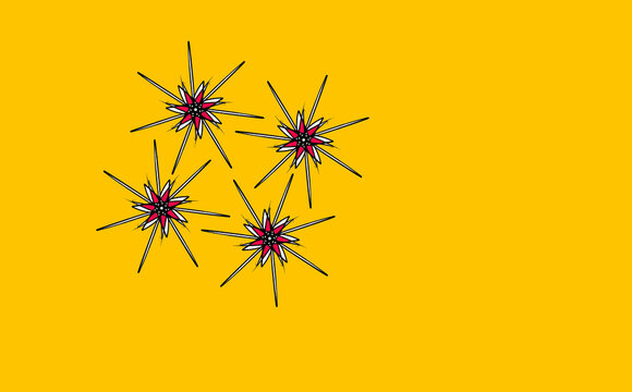 Yellow background with pink and green flowers created in diamond shape