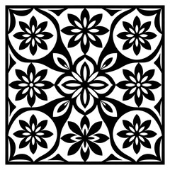 Fototapeta premium elegant black and white floral damask seamless pattern vector illustration