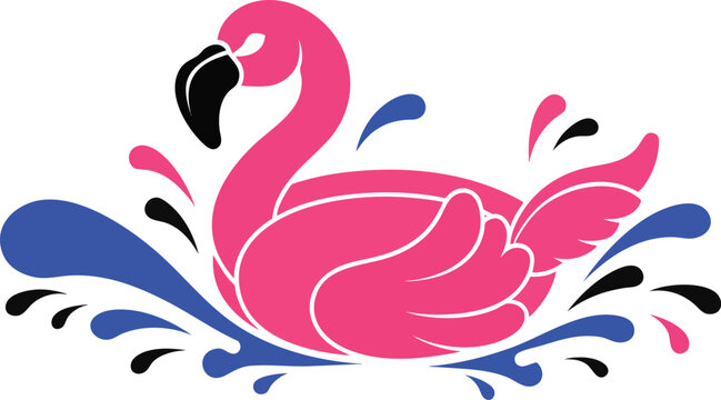 Cute Flamingo Inflatable Float Summer Pool Toy Flat Minimal Vector Illustration