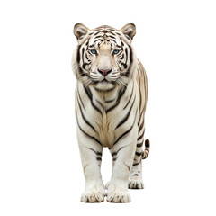 Fototapeta premium White Tiger Front View Black Background