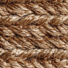 Fototapeta premium Close-up of a rugged, braided rope texture, showcasing the intricate weave of natural fibers in a rustic brown hue, ideal for backgrounds and tactile designs