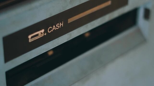 ATM Cash Slot Close-Up Minimal Banking Technology Background