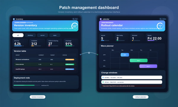 Enterprise patch management dashboard UI design