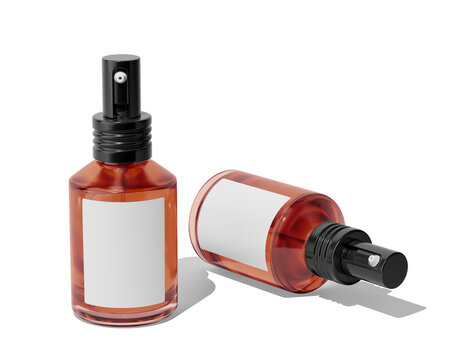 Cosmetic Perfume Glass Bottle With Blank Label, perfume bottle Isolated On Transparent Background, Prepared For Mockup, 3D Render.