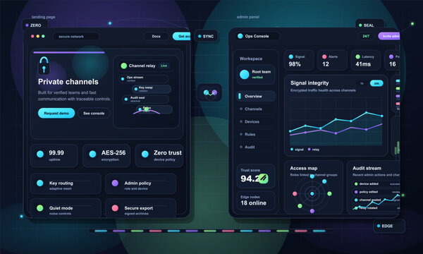 Secure communication platform dashboard UI concept