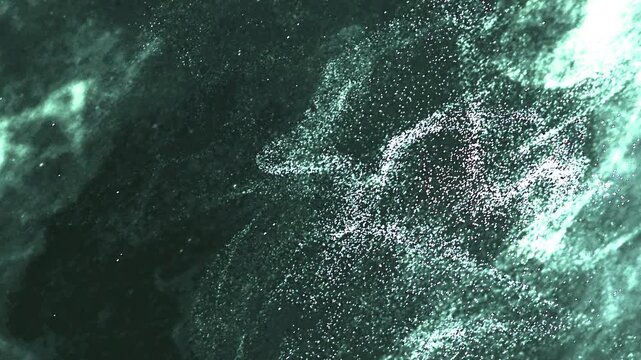 Particles  swirling nebula glows with shades of green and white in the vastness of space, showcasing celestial beauty and cosmic wonder.
