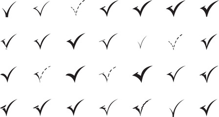 Fototapeta premium Check mark icons set. Check marks symbol collection. Simple check mark. Quality sign icon. Checklist symbols. Approval check flat style