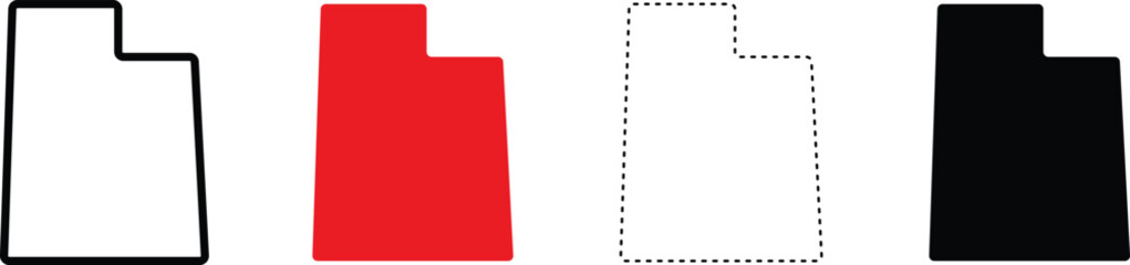 Utah state map outline collection, set of 4 vector silhouettes in red and black, minimalist geographic border icons for infographics and travel design © Najma