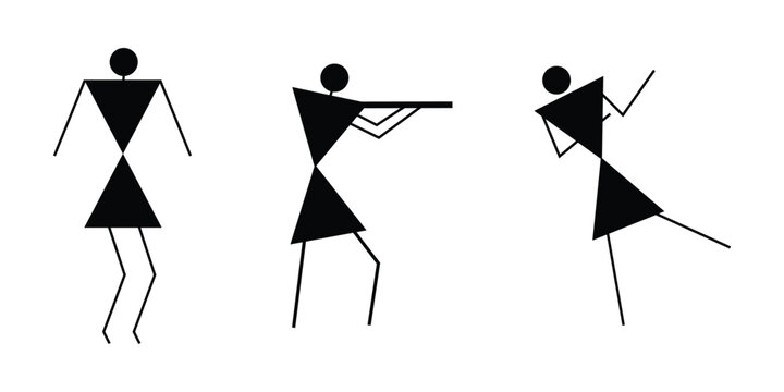 Warli tribal musicians and dancer illustration on white background, traditional ethnic folk art with geometric human figures, minimalist cultural heritage design
