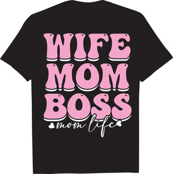 Boss Mom Life T-Shirt Design &ndash; Cute Pink Typography Quote for Mothers Day Trendy Apparel