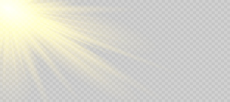 Sunny yellow light burst glare shine vector effect PNG.

