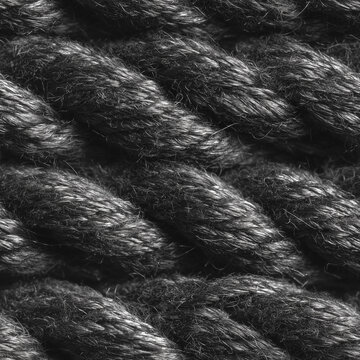 Seamless black and white texture of slub cotton fabric with uneven threads.