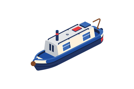 Narrowboat Canal Boat Illustration