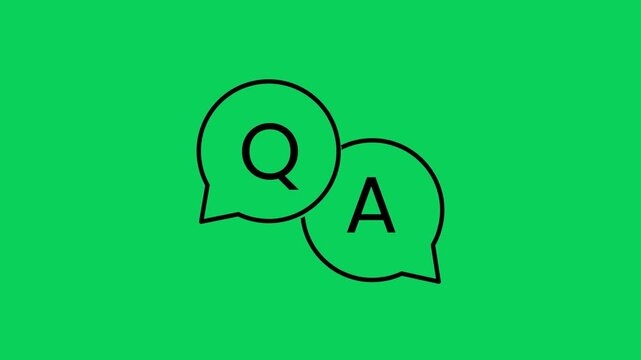 Thin Linear Q&A Outline Icon Animation &ndash; Green Screen Question Answer Symbol