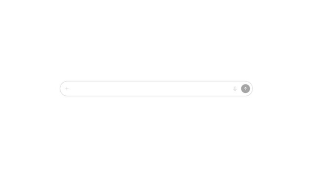 Search bar interface with input field and microphone icon, representing voice search, user input, and modern web or mobile UI design. 2D motion graphics in 4K resolution with alpha channel.