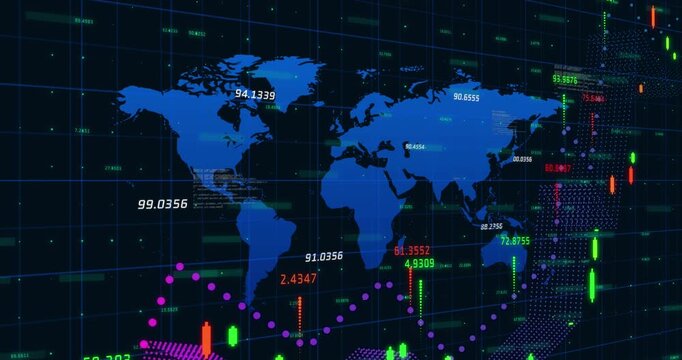 Animation of text with globe and network of connections