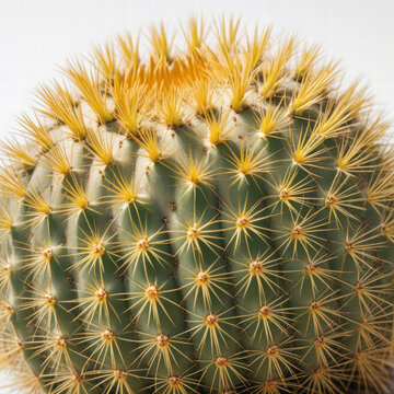 Golden crown barrel cactus with radiant yellow spines