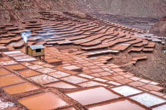 Ancient Maras salt ponds in the Sacred Valley of the Incas, Peru